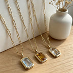 Emerald-Cut Crystal Pendant Necklace