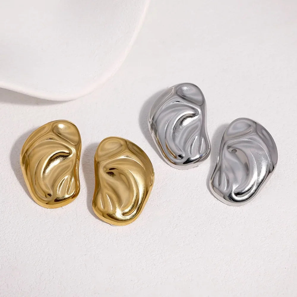 Molten Bean Stud Earrings
