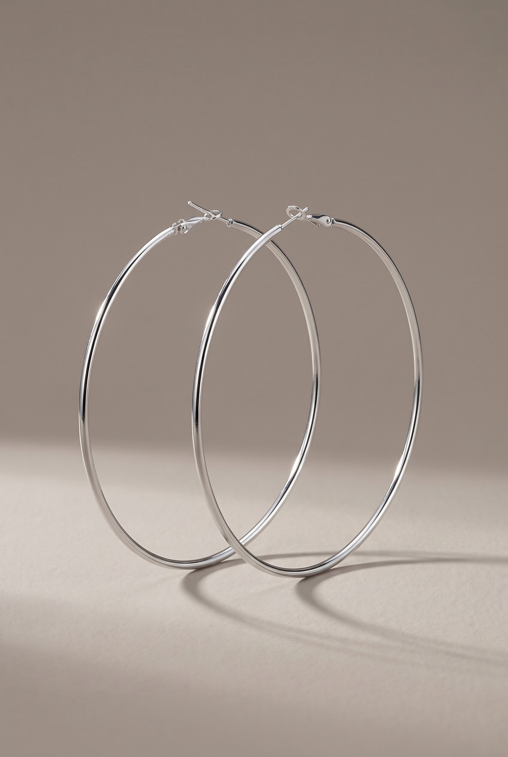 DropIQ large thin silver-tone hoop earrings