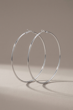 DropIQ large thin silver-tone hoop earrings