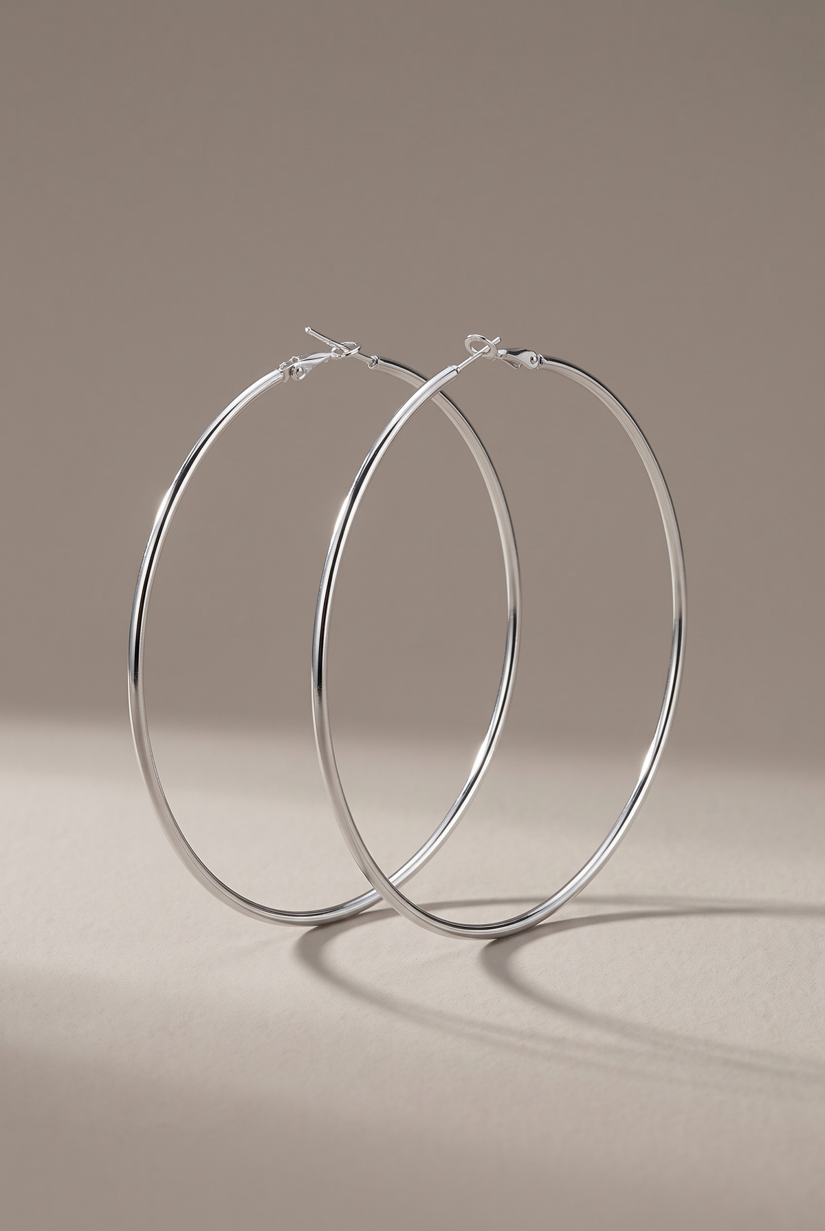 DropIQ large thin silver-tone hoop earrings