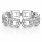Iced Moissanite Link Ring